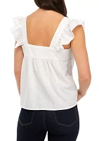 Women's Flutter Sleeve Square Neck Tank Top