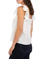 Women's Flutter Sleeve Square Neck Tank Top