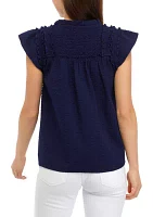 Women's Short Sleeve Smock Yoke Top