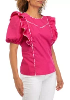 Women's Short Sleeve Ruffle Top