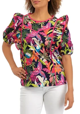 Women's Short Sleeve Ruffle Top