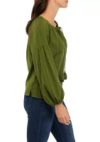 Women's Long Sleeve Drop Shoulder Peasant Top