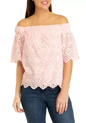 Women's Off the Shoulder Embroidered Top