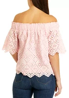 Women's Off the Shoulder Embroidered Top