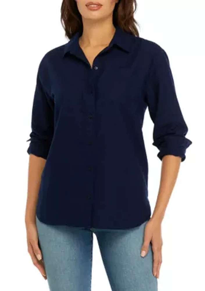 Women's Boyfriend Linen Button Down Shirt