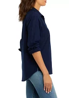 Women's Boyfriend Linen Button Down Shirt