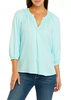 Women's Long Sleeve Solid Peasant Top