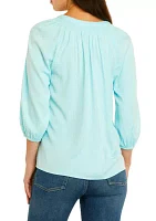 Women's Long Sleeve Solid Peasant Top