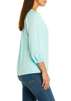 Women's Long Sleeve Solid Peasant Top