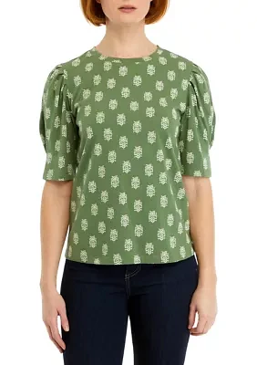 Women's Pleated Printed Top