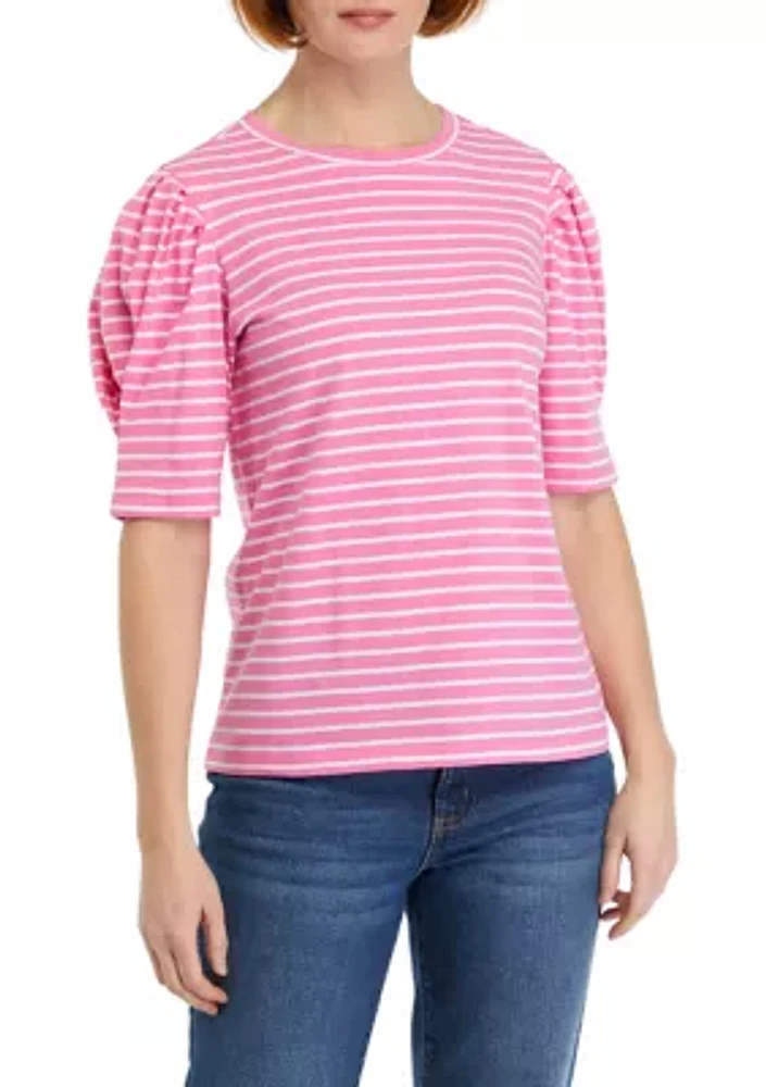 Women's Pleated Striped Top