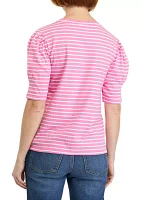 Women's Pleated Striped Top