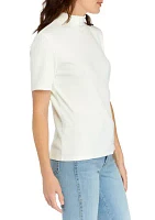 Women's Short Sleeve Ribbed Turtleneck Top