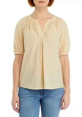 Women's Solid Peasant Blouse