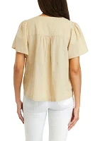 Women's Embroidered Button Front Top