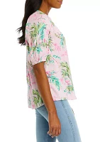 Women's Printed Peasant Top