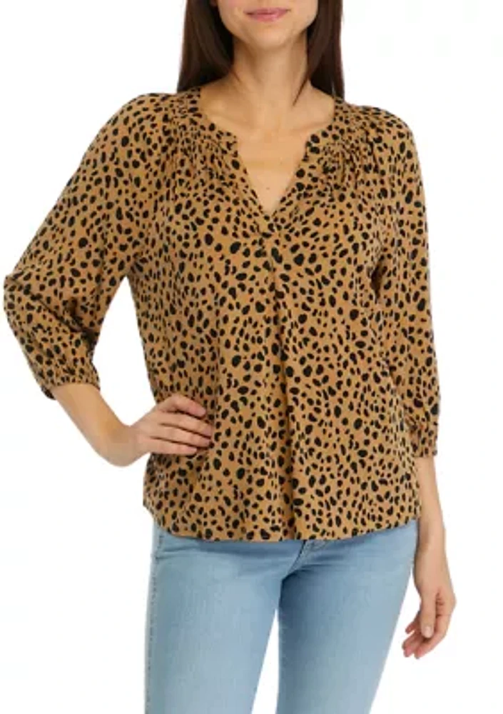 Women's Printed Peasant Top