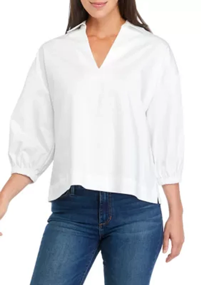 Women's Solid Popover Top