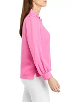 Women's Solid Ruffle Neck Top