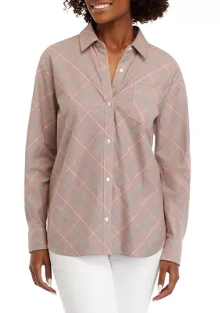 Women's Long Sleeve Oxford Boyfriend Shirt