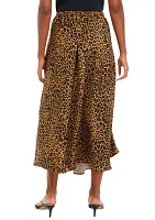 Women's Midi Satin Printed Wrap Skirt