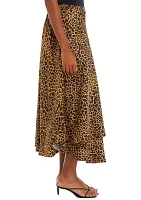 Women's Midi Satin Printed Wrap Skirt