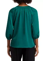 Women's Solid Satin Peasant Top