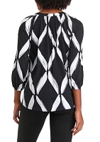 Women's Printed Peasant Top