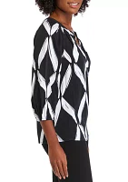 Women's Printed Peasant Top