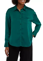 Women's Long Sleeve Button Down Tunic Shirt