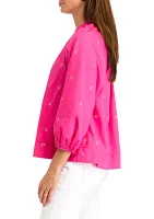 Women's 3/4 Sleeve Embroidered Top