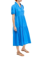 Women's Ruffle V-Neck Midi Dress