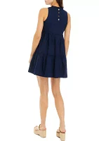 Women's Sleeveless Ruffle Neck Dress