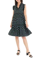 Women's Smocked Ruffle Neck Dress