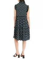 Women's Smocked Ruffle Neck Dress