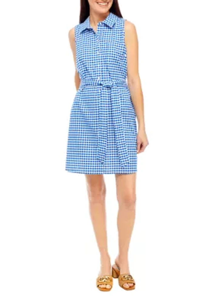 Women's Sleeveless Striped Button Up Dress