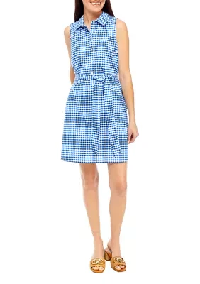 Women's Sleeveless Striped Button Up Dress