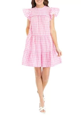 Women's Ruffle Checkered Dress