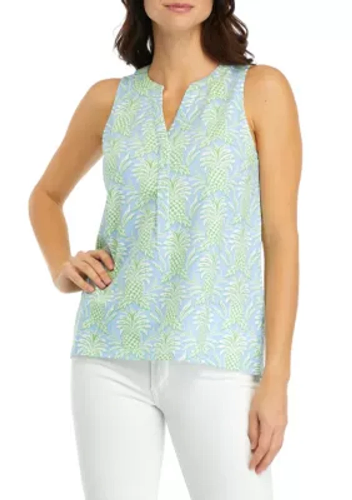 Women's Sleeveless Printed Peasant Top