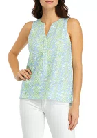 Women's Sleeveless Printed Peasant Top