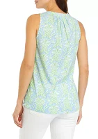 Women's Sleeveless Printed Peasant Top