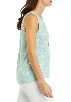 Women's Sleeveless Printed Peasant Top