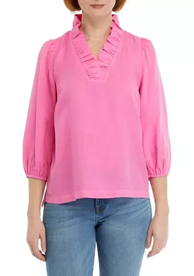 Women's Ruffle V-Neck Top