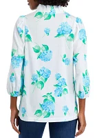 Women's Blouson Sleeve Floral Print Blouse