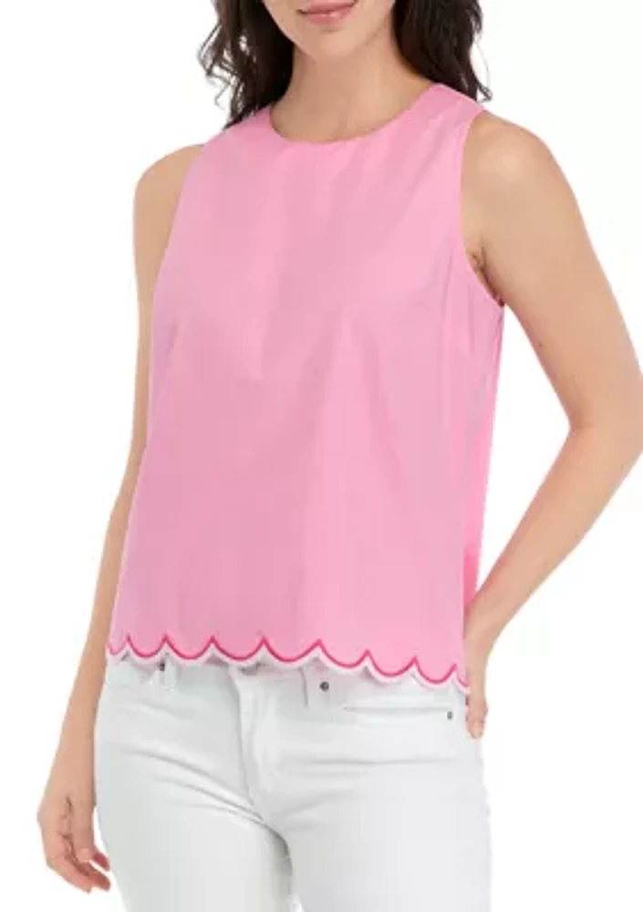 Women's Solid Scalloped Tank Top