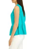 Women's Sleeveless Smocked Peasant Top