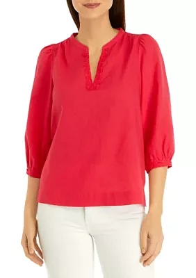 Women's Ric Rac Solid Peasant Top