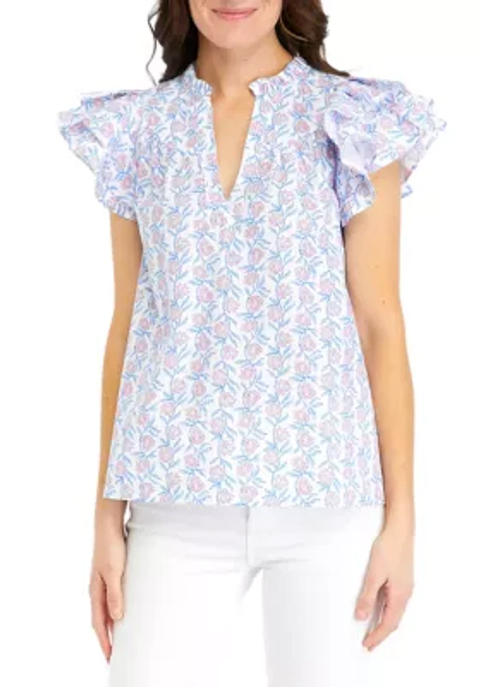 Women's Flutter Sleeve Top