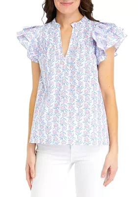 Women's Flutter Sleeve Top