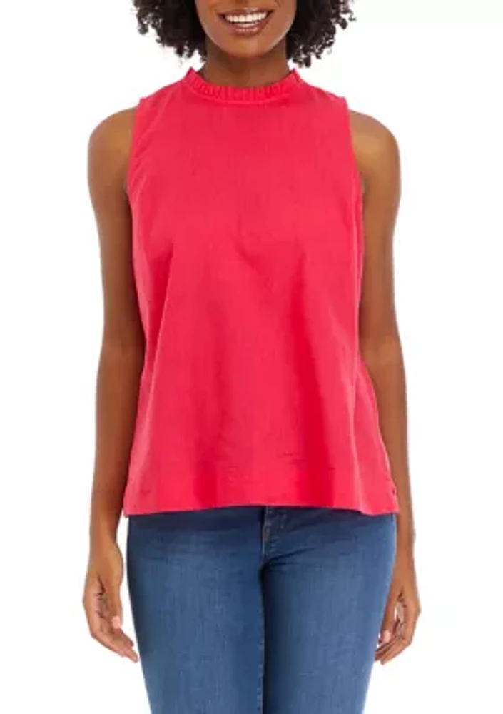 Women's Sleeveless Ruffle Neck Top